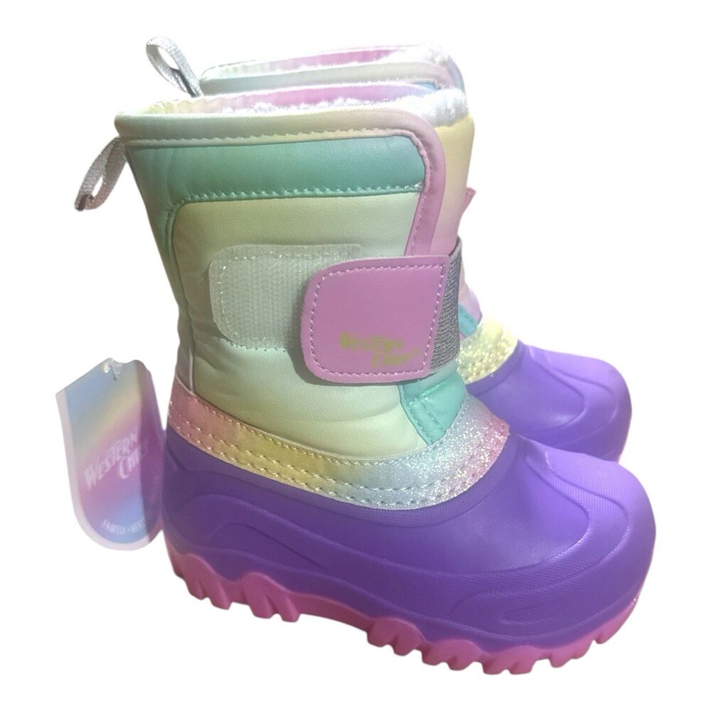Western Chief Girls Snow Boots Size 7/8 Purple Pink Pastel Winter Boots NWT